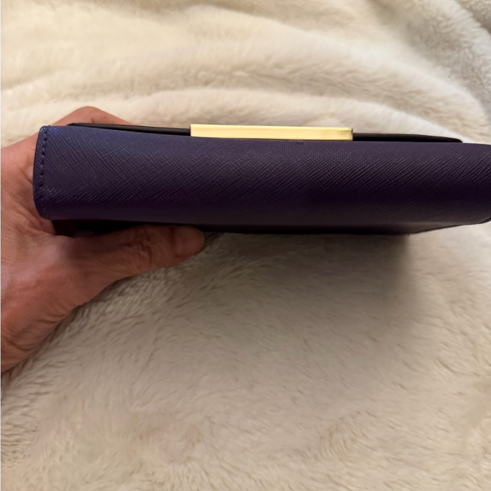 Henri Bendel Wristlet, Wallet, Organizer in Deep Purple with Gold Accents - Picture 7 of 10